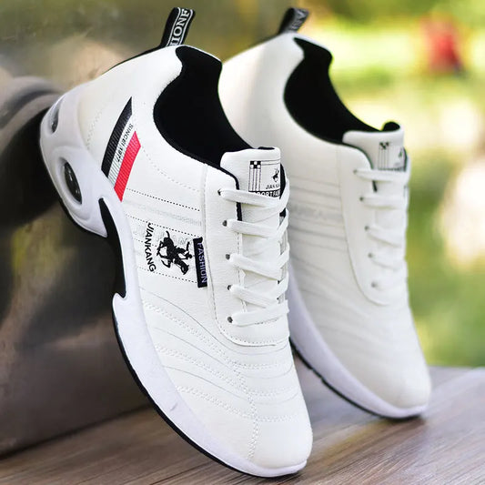 2025 new leather waterproof sports shoes men's running shoes white men's air cushion white casual shoes