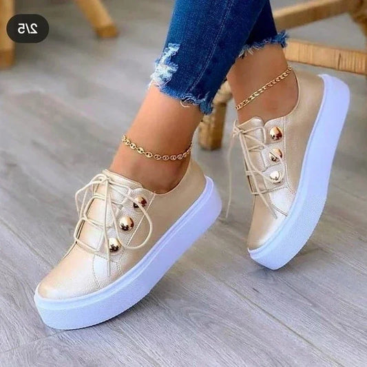 2025 Women Casual Sneakers Woman Fashion Spring Leather PU Sneakers Female Platform Vulcanize Shoes Zapatillas De Mujer