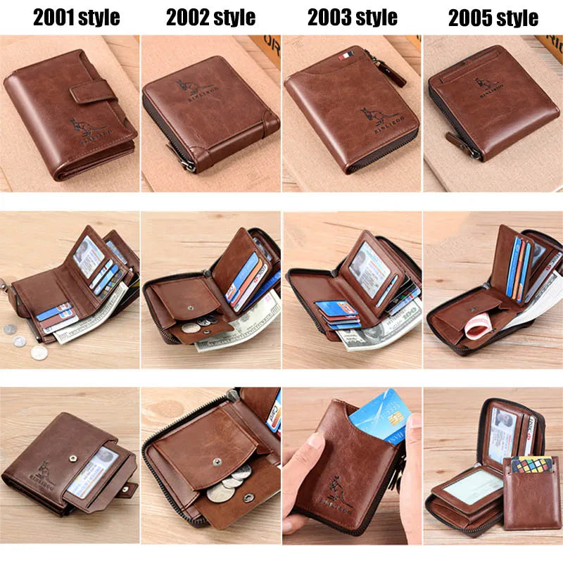 Men's Coin Purse Wallet Fashion RFID Blocking Man Leather Wallet Zipper Business Card Holder ID Money Bag Wallet Male