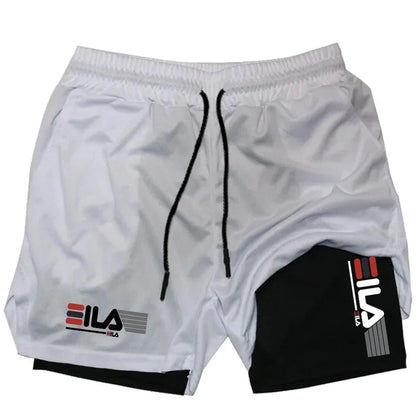 2025 Men's Two-in-one Sports Shorts Breathable Casual Quick-drying Double-layer Shorts Summer Running Sportswear Bottoms M-3XL