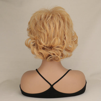 SuQ Short Curly Wig For Women Women&#39;s Short Hair Mixed Blonde African Synthetic Cosplay Dance Party Curly Wigs