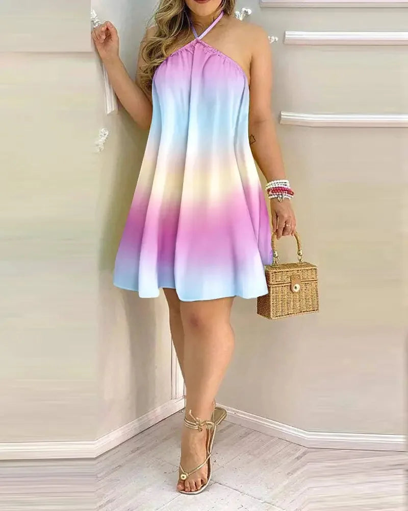 Women's 2026 Summer Off-Shoulder Tie-Up Dress – Loose Fit Print Maxi Dress, Sexy Vacation Beach Dress