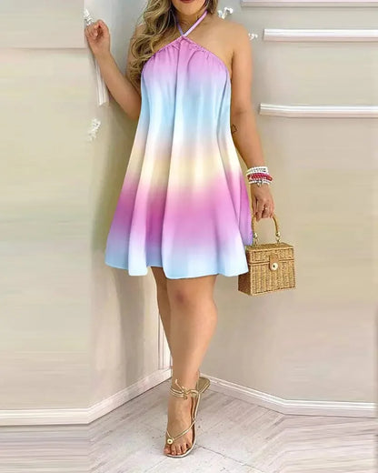 Women's 2026 Summer Off-Shoulder Tie-Up Dress – Loose Fit Print Maxi Dress, Sexy Vacation Beach Dress