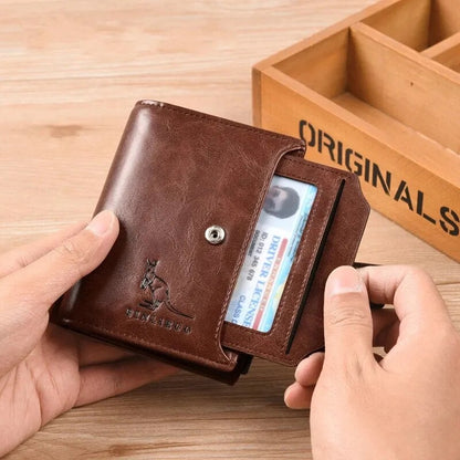 Men's Coin Purse Wallet Fashion RFID Blocking Man Leather Wallet Zipper Business Card Holder ID Money Bag Wallet Male