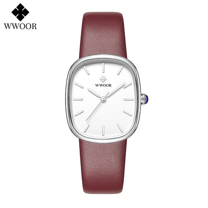 WWOOR 2023 Women Watch Fashion Leather Quartz Bracelet Watch Top Brand Luxury Waterproof Ladies Wristwatch Montre Femme Feminino