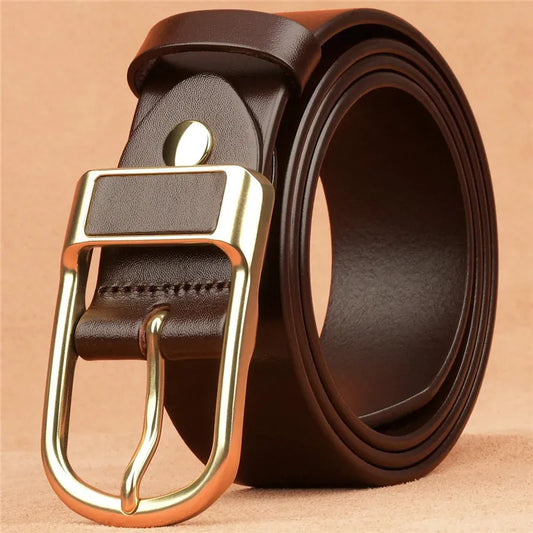 Genuine Leather For Men's High Quality Buckle Jeans Cowskin Casual Belts Business Cowboy Waistband Male Fashion Designer 2023 New