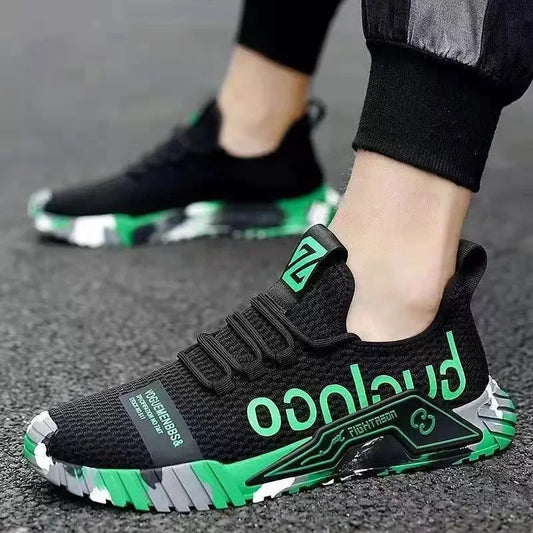 New Men's Casual Sports Shoes Mesh Breathable Surface Light Fashion Running Shoes Shock Absorption and Non-slip Travel Shoes