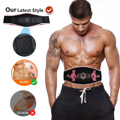 Smart EMS Wireless Abs Muscle Stimulator Abdominal Training Belts Electric Weight Loss Fitness Body Slimming Massager Unisex