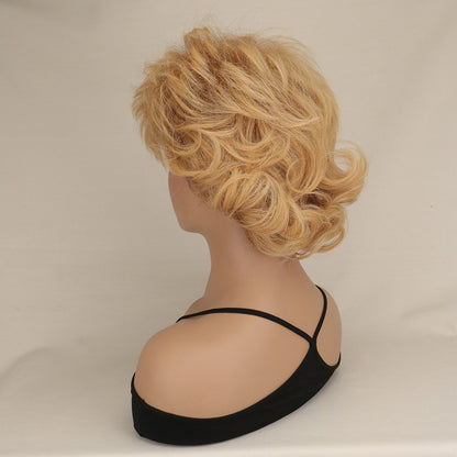 SuQ Short Curly Wig For Women Women&#39;s Short Hair Mixed Blonde African Synthetic Cosplay Dance Party Curly Wigs