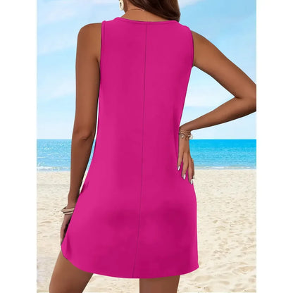 Women's Summer Sleeveless Plain Casual  Summer Dress for Holiday Women Clothing  Birthday Dress for Beach Dress Vestidos De