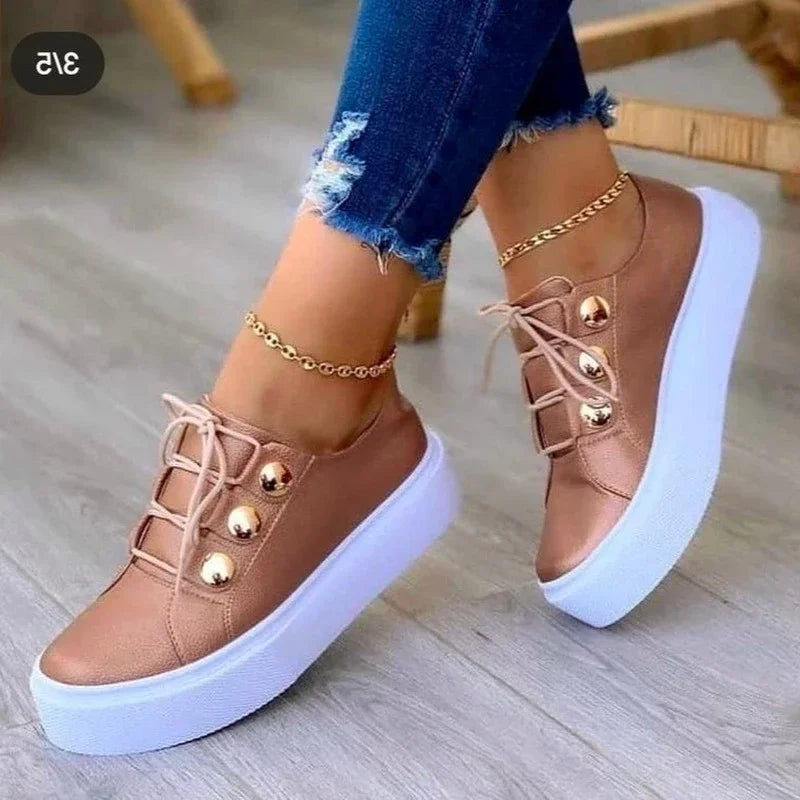 2025 Women Casual Sneakers Woman Fashion Spring Leather PU Sneakers Female Platform Vulcanize Shoes Zapatillas De Mujer