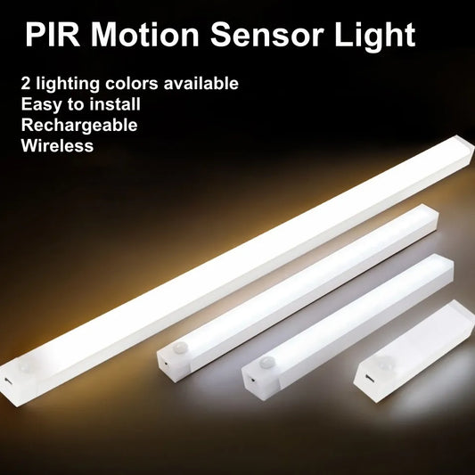 PIR Motion Sensor LED Cabinet Light USB Rechargeable Induction Night Light Wireless Portable Detector Lamp for Wardrobe Hallway