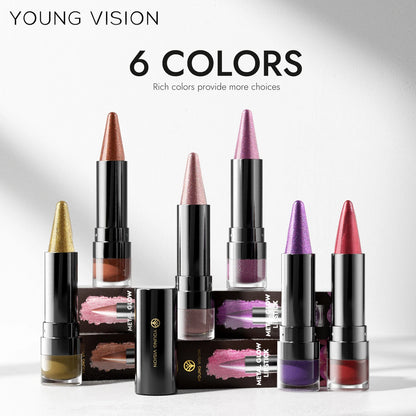 YOUNG VISION 6 colors matte pearl fine glitter diamond dual-purpose lipstick long-lasting easy to color non-stick cup lipstick