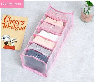 Dormitory Bra Closet Organizer for Socks Home Separated Underwear Storage Box 7 Grids Bra Organizer Foldable Drawer Organizer