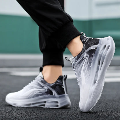 Men's Fashion Basketball Shoes with Air Cushions, Comfortable and Non-Slip, Breathable and Shock-Absorbing, Suitable for Men's Outdoor Activities