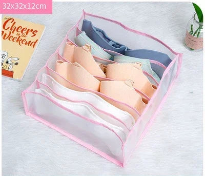 Dormitory Bra Closet Organizer for Socks Home Separated Underwear Storage Box 7 Grids Bra Organizer Foldable Drawer Organizer