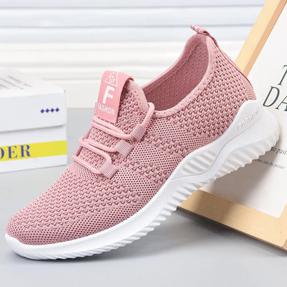 Women's Casual Sneakers Summer Comfortable Breathable Flat Shoes Fashion Women Walking Soft Versatile Lace-Up Running Shoes