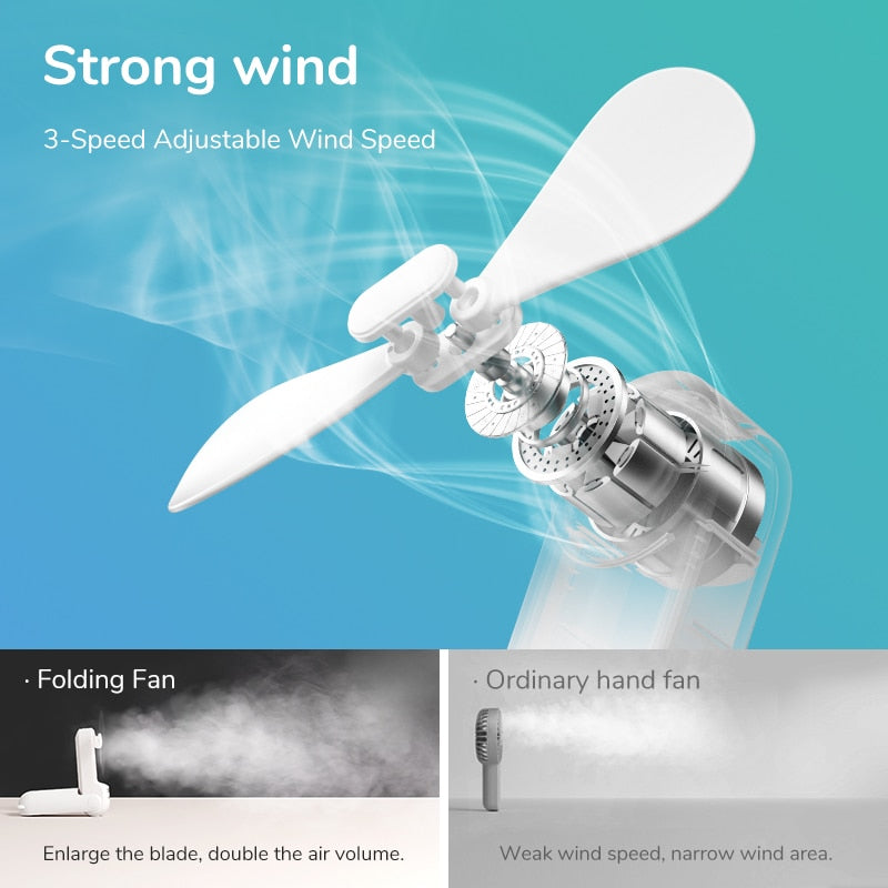 JISULIFE Portable Fan Mini Handheld Fan USB 4800mAh Recharge Hand Held Small Pocket Fan with Power Bank Flashlight Feature