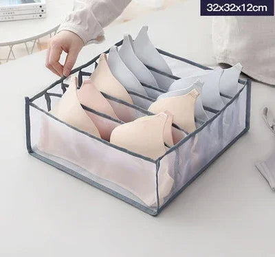 Dormitory Bra Closet Organizer for Socks Home Separated Underwear Storage Box 7 Grids Bra Organizer Foldable Drawer Organizer