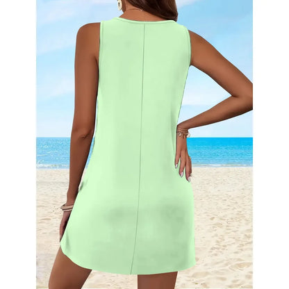 Women's Summer Sleeveless Plain Casual  Summer Dress for Holiday Women Clothing  Birthday Dress for Beach Dress Vestidos De