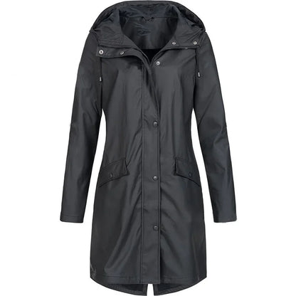 2025 New Arrival Women Clothes Solid Rain Waterproof Jacket Coat Outdoor Hoodie Long Overcoat Plus Size Duster Coats For Women