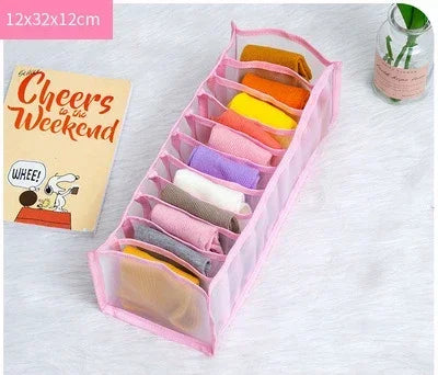 Dormitory Bra Closet Organizer for Socks Home Separated Underwear Storage Box 7 Grids Bra Organizer Foldable Drawer Organizer