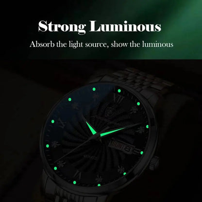 New Top Brand Luxury Mens Watches Luminous Waterproof Stainless Steel Watch Quartz Men Date Calendar Business Wristwatch