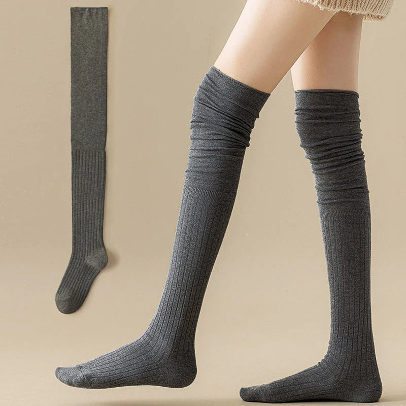 1/4 Pairs Women Solid Color Knee High Socks High Elasticity Breathable Comfortable Suitable All Seasons Casual Long Boots Socks