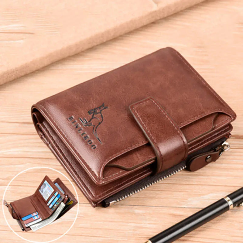 Men's Coin Purse Wallet Fashion RFID Blocking Man Leather Wallet Zipper Business Card Holder ID Money Bag Wallet Male