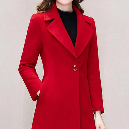 Autumn and Winter Korean Version Woolen Coat Women's Medium Long Knee Down Waist Suit Collar Wool Coat