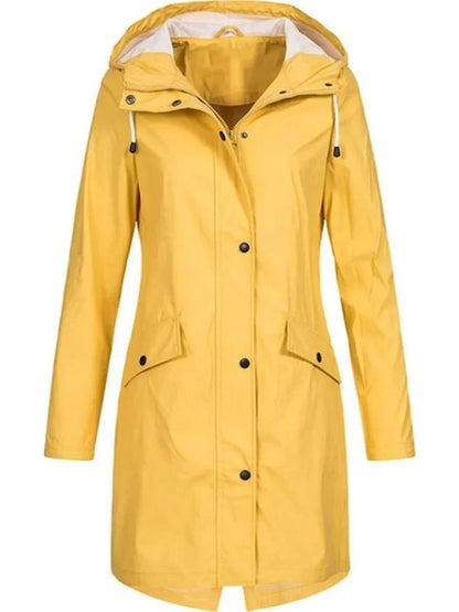 2025 New Arrival Women Clothes Solid Rain Waterproof Jacket Coat Outdoor Hoodie Long Overcoat Plus Size Duster Coats For Women