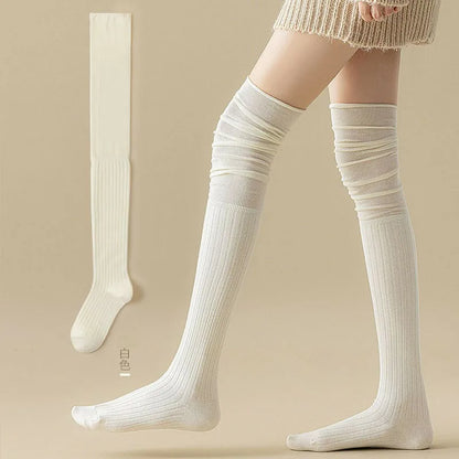 1/4 Pairs Women Solid Color Knee High Socks High Elasticity Breathable Comfortable Suitable All Seasons Casual Long Boots Socks