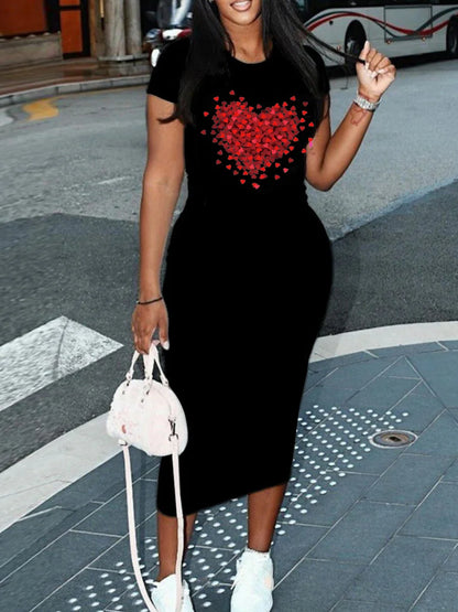 Summer letter printed oversized round neck short sleeved women's Long T Shirt Loose o Neck Sexy Mini Dresscasual sexy dress