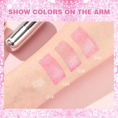 QIBEST Glitter Lipstick Lip Balm Color Change Transparent Moisturizing Crystal Jelly Pearlescent Lip Plumper Gloss Tint Cosmetic