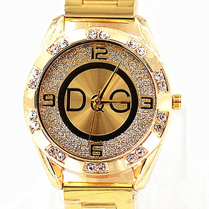 2023 Fashion Luxury Watch DQG Crystal Quartz Female Watch Gold Silver Stainless Steel Ladies Dress Watch  Zegarek Damski