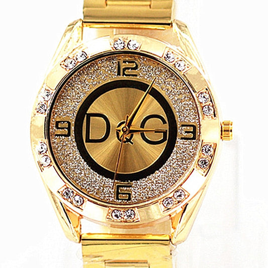 2023 Fashion Luxury Watch DQG Crystal Quartz Female Watch Gold Silver Stainless Steel Ladies Dress Watch  Zegarek Damski